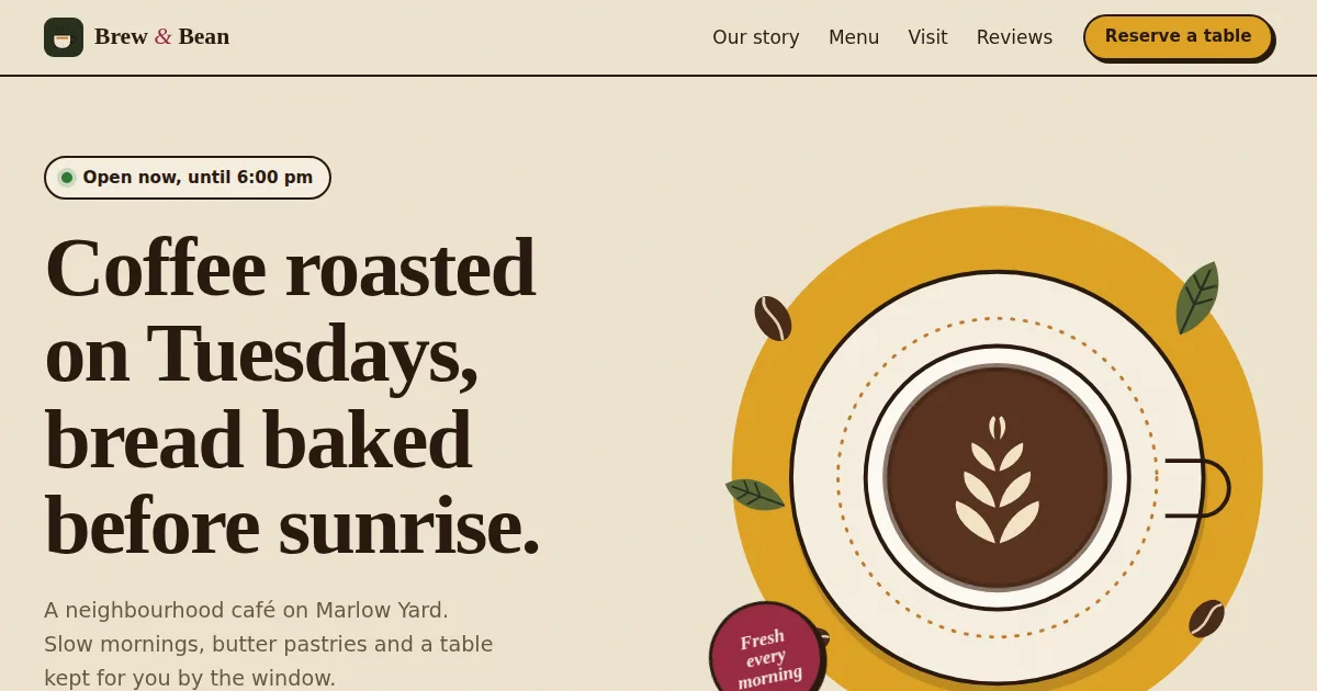 Brew & Bean website template preview